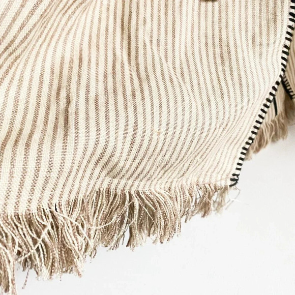 Zara Linen Striped Belted Whipstitch Simple Minimalist Coat  S - Picture 10 of 10